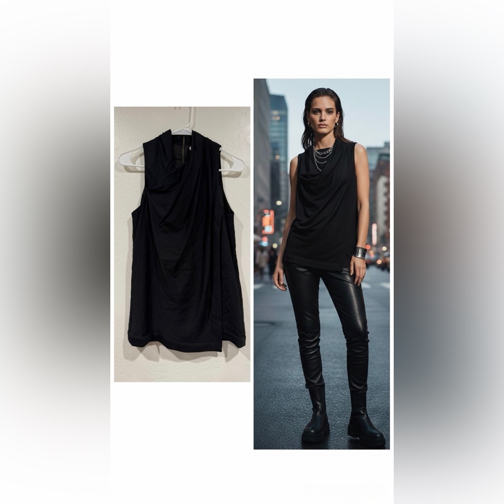Helmut Lang Black Wool Blend Top Size S